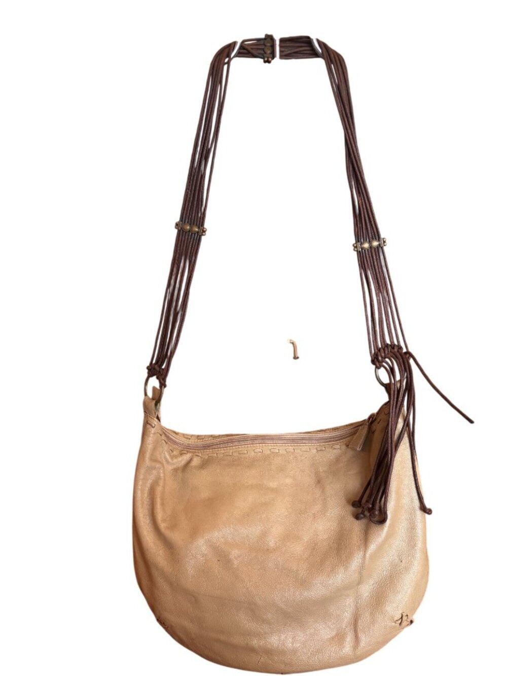 Vintage Desmo Italian Leather Hobo Bag Braided Brown Strap & Brass Accents - Picture 11 of 16